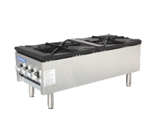 Turbo Air TASP-18S-D Radiance Stock Pot Range 18W x 41.5D x 18H 2 Burners Manual Controls Heavy Cast Iron Grates
