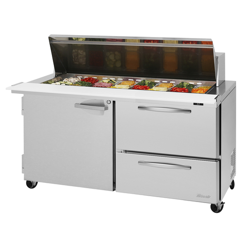 Turbo Air PST-60-24-D2R-LN PRO Series Mega Top Sandwich Salad Prep Table 24 Pan 17 Cu Ft Stainless Steel