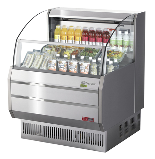 Turbo Air TOM-30SS-N Horizontal Open Display Merchandiser 4.7 cu ft Capacity Self Cleaning Condenser LED Lighting
