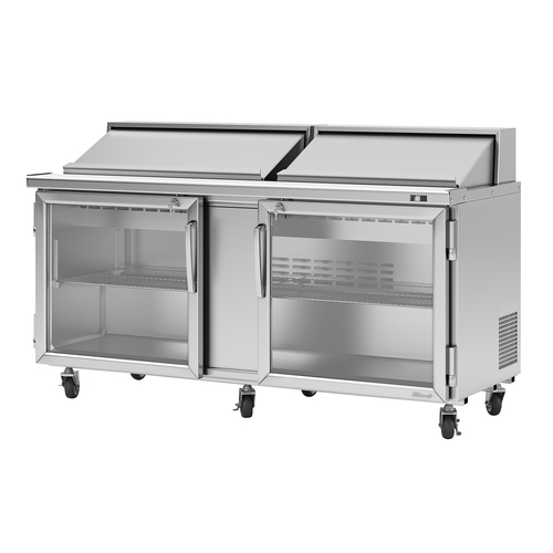 Turbo Air PST-72-G-N PRO Series Sandwich Salad Unit 72 inch Two Section with Glass Doors and Digital Control