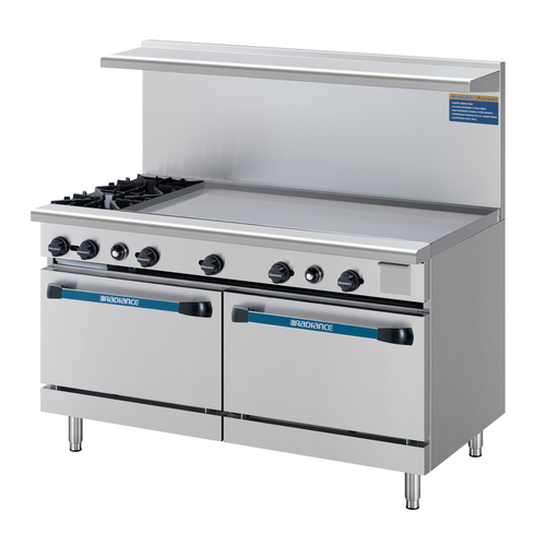 Turbo Air TARG-48G2B Radiance Restaurant Range Gas 60 Inch 32000 BTU Open Burners 48 Inch Griddle Standard Oven