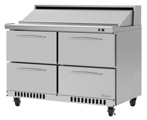 Turbo Air PST-48-D4-FB-N PRO Series Sandwich Salad Prep Table 48 inch Stainless Steel 11.1 cu ft Self Cleaning