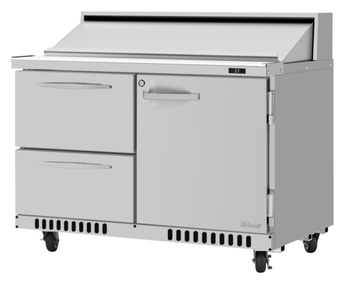 Turbo Air PST-48-D2R-LFB-N PRO Series Sandwich Salad Prep Table 48 inch Stainless Steel 11.1 cu ft 2 Section
