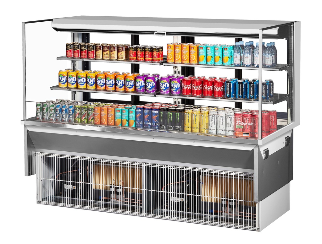 Turbo Air TOM-72L-UFD-WB3SI-N Drop-In Horizontal Open Display Case 23.4 cu ft Self-Contained Refrigeration