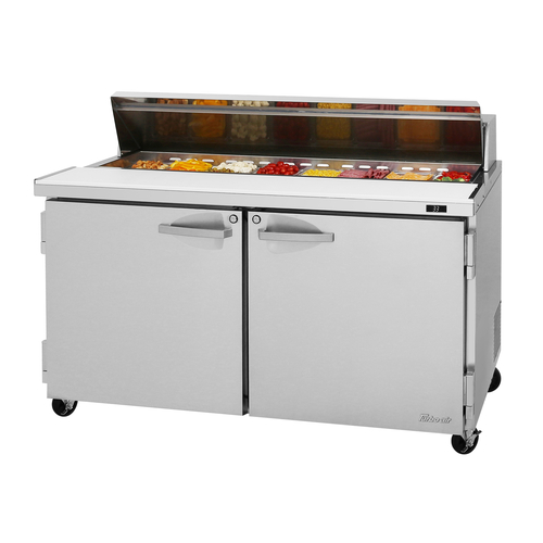 Turbo Air PST-60-N PRO Series Sandwich Salad Prep Table 16 Pan 2 Section Stainless Steel 16 Cu Ft
