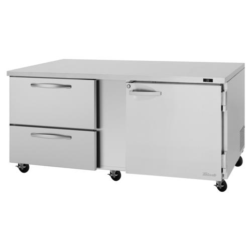 Turbo Air PUR-72-D2R(L)-N PRO Series Undercounter Refrigerator 18.8 cu ft Self Cleaning Condenser Stainless Steel