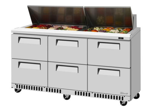 Turbo Air TST-72SD-D6-FB-N Super Deluxe Sandwich Salad Unit 72 inch Stainless Steel 17.6 cu ft Self Cleaning Condenser