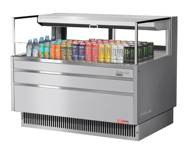 Turbo Air TOM-48L-UFD-S-1S-N Horizontal Open Display Merchandiser 6.3 cu ft Low Profile Self Contained Refrigeration