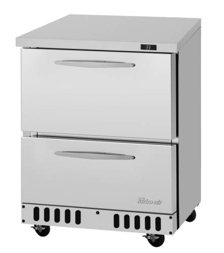 Turbo Air PUR-28-D2-FB-N PRO Series Undercounter Refrigerator 6.5 cu ft Stainless Steel 2 Drawers Self Cleaning
