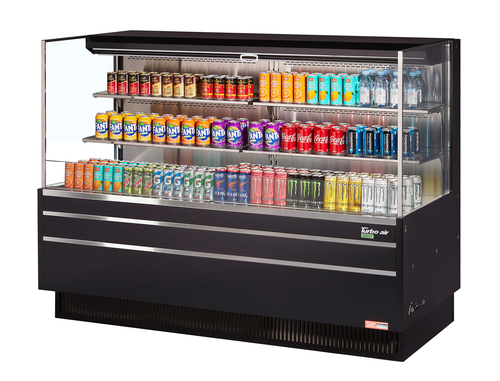 Turbo Air TOM-72L-UF-W(B)-3S-N Horizontal Open Display Merchandiser 23.4 cu ft Capacity Self Cleaning Condenser