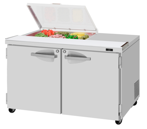 Turbo Air PST-48-08S-N-FCL PRO Series Sandwich Salad Prep Work Station with Flat Clear Lid 48 inch