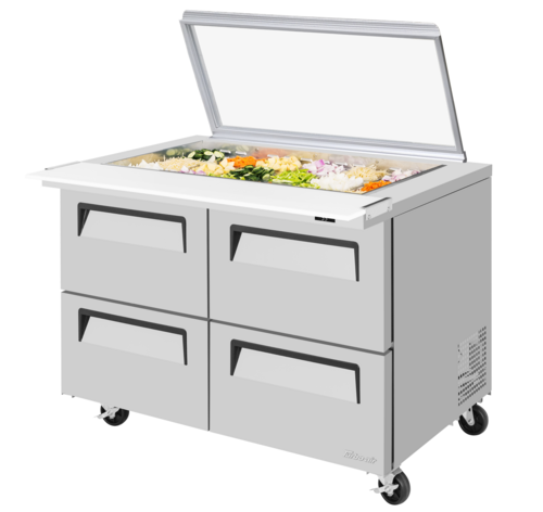 Turbo Air TST-48SD-18-D4-N-GL Super Deluxe Sandwich Salad Mega Top Unit with Glass Lid 48 inch Stainless Steel