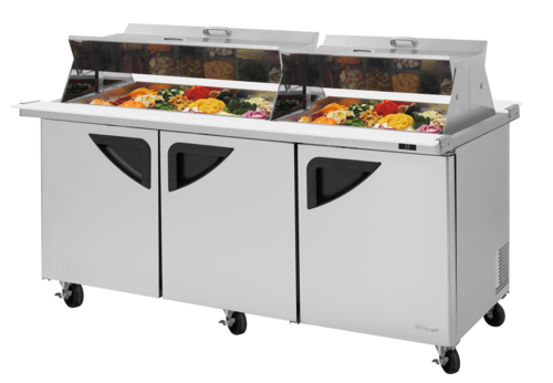 Turbo Air TST-72SD-30-N-DS Super Deluxe Sandwich Salad Mega Top Unit 72 inch Stainless Steel 30 Pan Opening