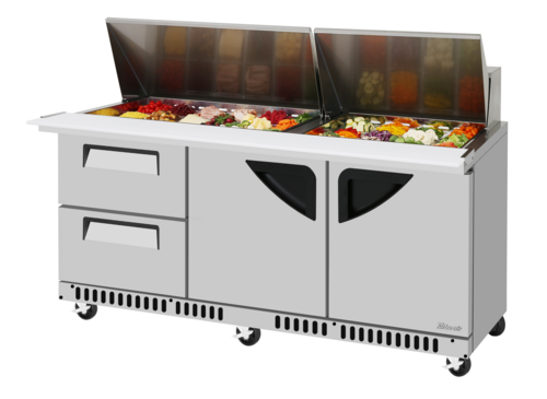 Turbo Air TST-72SD-30-D2LR-FB-N Super Deluxe Sandwich Salad Mega Top Unit 72 inch Stainless Steel 17.6 cu ft