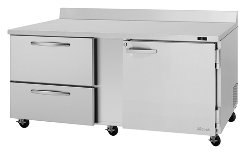 Turbo Air PWR-72-D2R(L)-N PRO Series Worktop Refrigerator 18.8 cu.ft. 72-5/8W x 32D x 38-5/8H Self-Cleaning Condenser