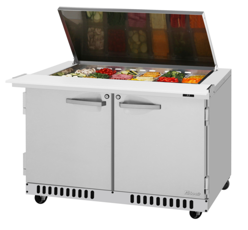 Turbo Air PST-48-18-FB-N-FL PRO Series Mega Top Sandwich Salad Prep Table 48 inch Stainless Steel 11.1 cu ft