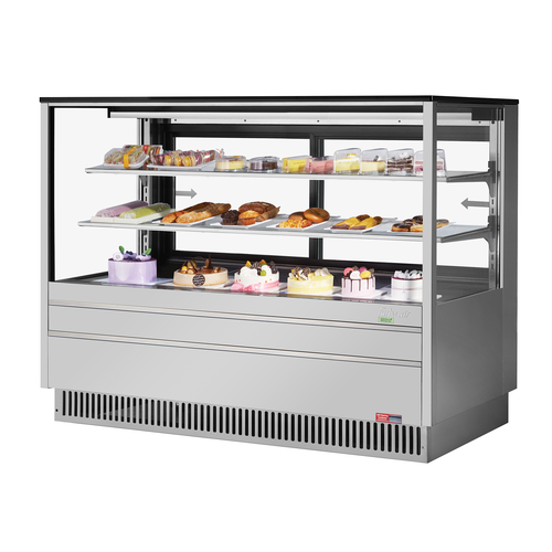 Turbo Air TCGB-72UF-S-N Refrigerated Display Case 23.2 cu.ft Capacity Stainless Steel Sliding Doors LED Lighting