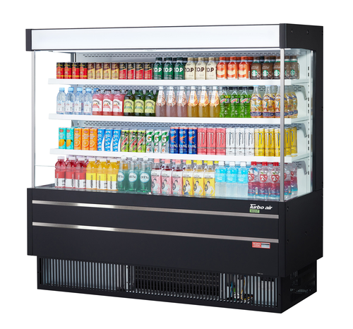 Turbo Air TOM-60MSEW-B Vertical Air Curtain Open Display Merchandiser 17.2 cu ft Capacity Self Cleaning Condenser
