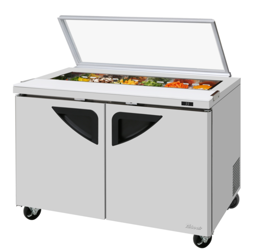 Turbo Air TST-48SD-N-GL Super Deluxe Sandwich Salad Unit Glass Lid 12 Pans Stainless Steel 48 Inch