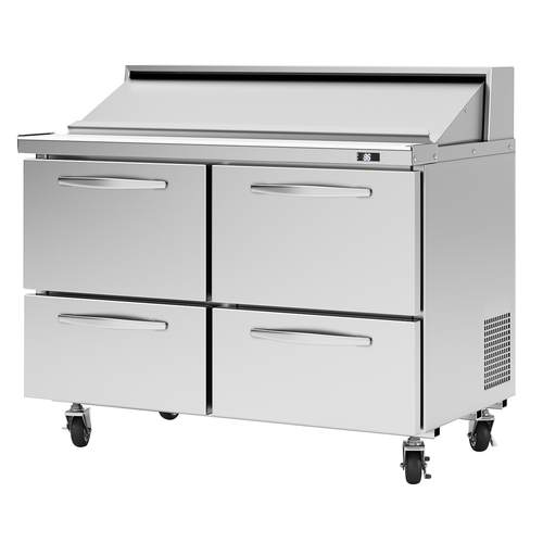Turbo Air PST-48-D4-N PRO Series Sandwich Salad Unit 12 Pan 4 Drawers Stainless Steel Self Cleaning Condenser