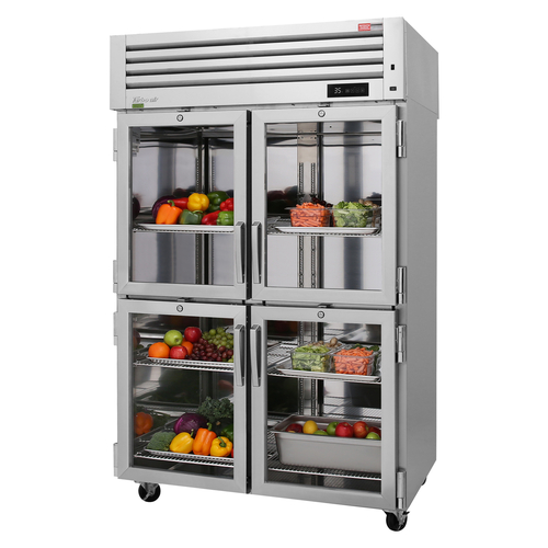Turbo Air PRO-50-4R-G-N PRO Series Refrigerator Two Section 47.36 cu ft Capacity with Glass Doors and LED Lighting