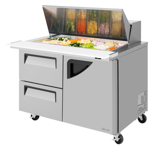 Turbo Air TST-48SD-18-D2R-N Super Deluxe Sandwich Salad Mega Top Unit 48 Inch Stainless Steel Refrigerated Prep Table
