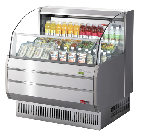 Turbo Air TOM-40SS-N Horizontal Open Display Merchandiser 6.7 cu ft Capacity Stainless Steel LED Lighting