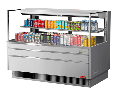 Turbo Air TOM-60L-UFD-S-2S-N Horizontal Open Display Merchandiser 13 cu ft Low Profile Self Contained Refrigeration