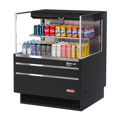 Turbo Air TOM-36L-UF-WB2S-N Horizontal Open Display Merchandiser 7.5 cu ft Capacity Self Cleaning Condenser