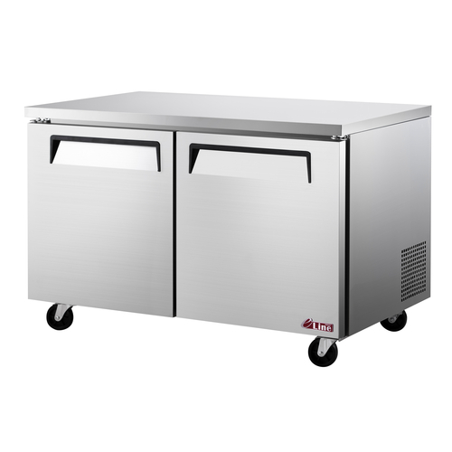 Turbo Air EUR-60-N6-V E-line Undercounter Refrigerator 60 inch two section 16.9 cu ft solid doors ENERGY STAR