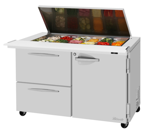 Turbo Air PST-48-18-D2R-L-N-FL PRO Series Sandwich Salad Mega Top Unit 48 inch Stainless Steel 15 cu ft
