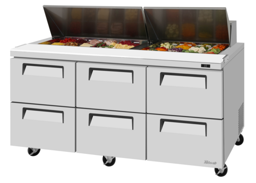 Turbo Air TST-72SD-D6-N Super Deluxe Sandwich Salad Unit 72 inch Stainless Steel 23 cu ft Self Cleaning Condenser