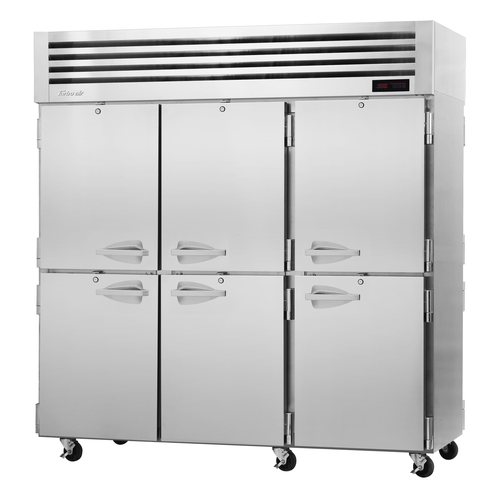 Turbo Air PRO-77-6H-PT PRO Series Heated Cabinet Pass-Thru Three-Section 78.1 Cu Ft with Self-Closing Doors