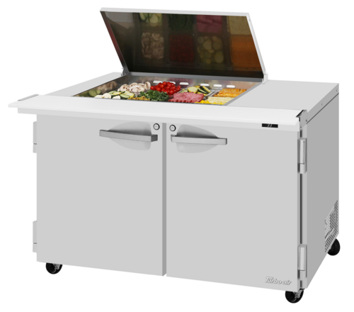 Turbo Air PST-48-12M-N-FL PRO Series Sandwich Salad Mega Prep Work Station with Flat Lid 48 inch