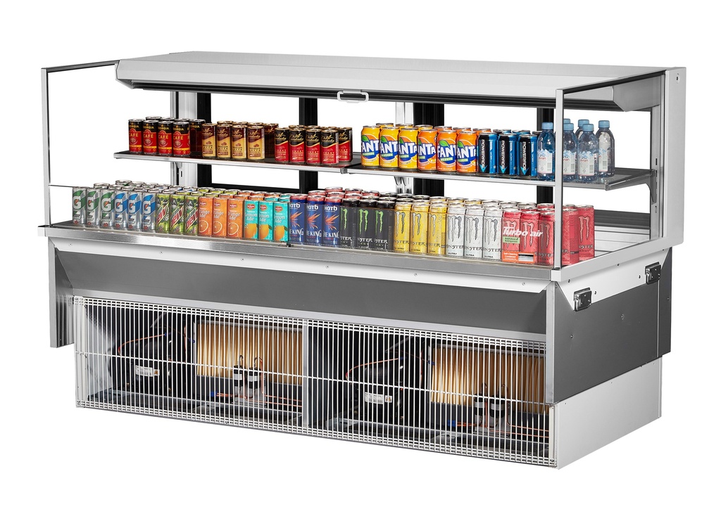 Turbo Air TOM-72L-UFD-WB2SI-N Drop-In Horizontal Open Display Case 15.8 cu ft Self-Contained Refrigeration