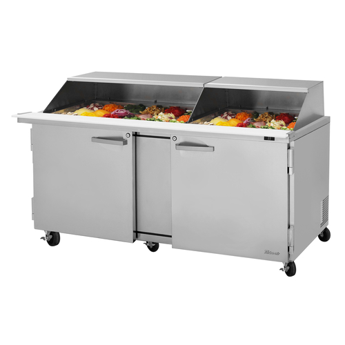 Turbo Air PST-72-30-N-SL PRO Series Mega Top Sandwich Salad Prep Table 72 inch with Slide Lids and Self Contained Compressor
