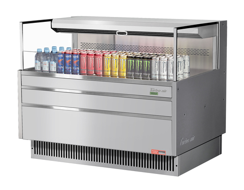 Turbo Air TOM-48L-UF-S-1S-N Horizontal Open Display Merchandiser 6.3 cu ft Low Profile Self Contained Refrigeration