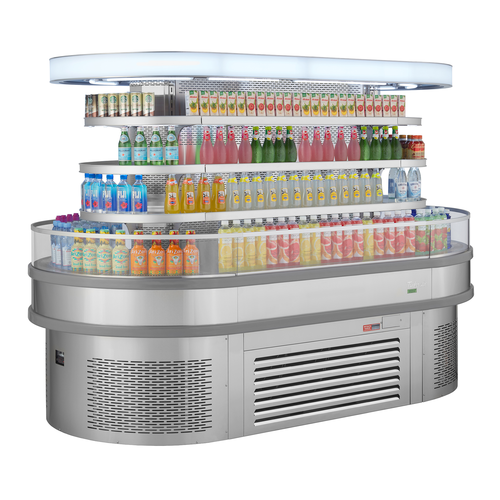 Turbo Air TIOM-48RSRS-N Island Display Refrigerated Merchandiser 28.8 cu ft 48W x 96D x 65H Self-Serve