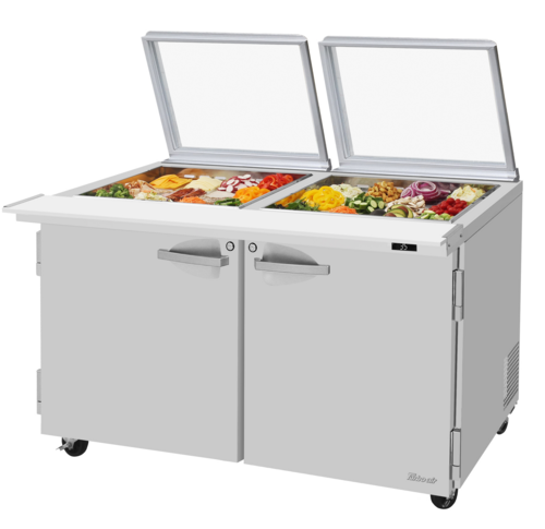Turbo Air PST-60-24-N-GL PRO Series Mega Top Sandwich Salad Prep Table with Glass Lid 60 inch 19 cu ft