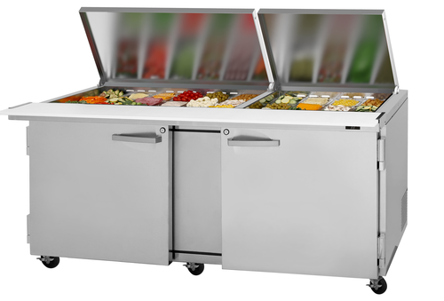 Turbo Air PST-72-30-N-FL PRO Series Mega Top Sandwich Salad Prep Table 30 Pan 23 Cu Ft Stainless Steel