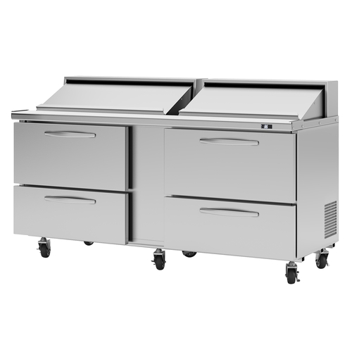 Turbo Air PST-72-D4-N PRO Series Sandwich Salad Unit 72 inch Two Section Self Contained Compressor 23 cu ft
