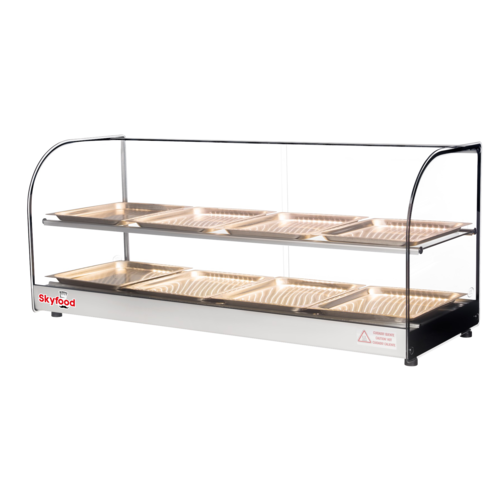 Skyfood Equipment FWDC2-43-8P Countertop Food Warmer Display Case 43-5/16W with Adjustable Shelves and Energy-Efficient LED Lighting