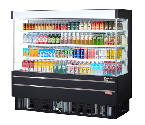 Turbo Air TOM-75MSEW-B Vertical Air Curtain Open Display Merchandiser 20.9 cu ft Capacity Self Cleaning Condenser