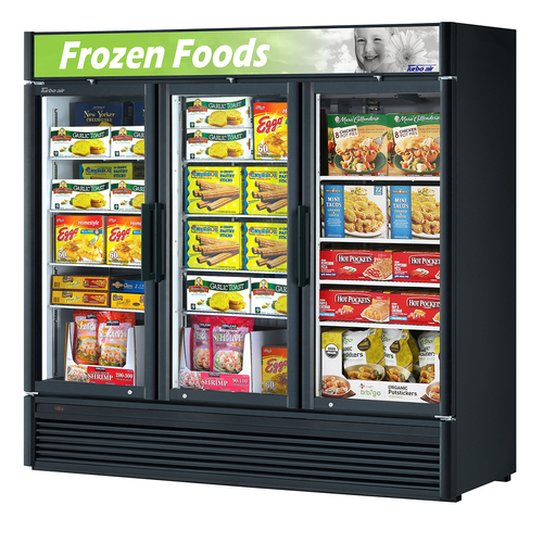 Turbo Air TGF-72SD-N Super Deluxe Glass Merchandiser Freezer 60.43 cu ft Self Cleaning Condenser Triple Pane Doors