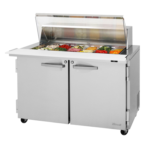 Turbo Air PST-48-18-N-CL PRO Series Mega Top Sandwich Salad Prep Table 18 Pan Capacity with Clear Lid and Digital Control