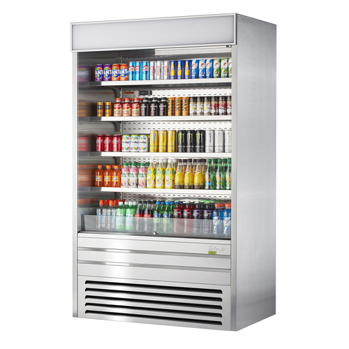 Turbo Air TOM-48ES-N Vertical Air Curtain Display Merchandiser 22.6 cu ft 48W x 29-7/8D x 81-1/8H Stainless Steel
