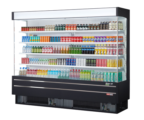 Turbo Air TOM-96SEW(B) Vertical Air Curtain Open Display Merchandiser 42.6 cu ft Capacity Self Cleaning Condenser