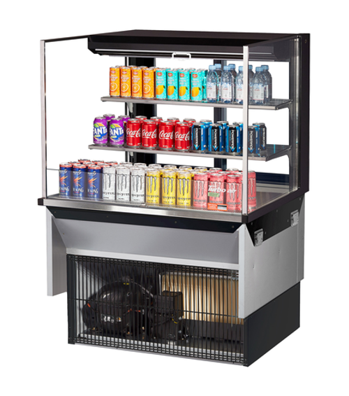 Turbo Air TOM-36L-UFD-WB3SI-N Drop-In Horizontal Open Display Case 11.1 cu ft Self-Contained Refrigeration
