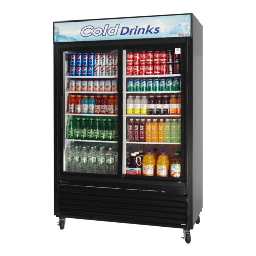 Turbo Air TGM-48R(B)-N Refrigerated Merchandiser Two Section 44 Cu Ft Self Contained Sliding Glass Doors LED Lighting