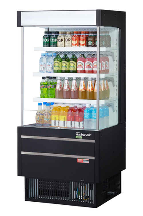 Turbo Air TOM-25MSEW(B)-N Vertical Air Curtain Open Display Merchandiser 7 cu ft Capacity 28W x 25D x 60H